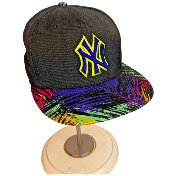 New Era 59Fifty New York Yankees Hat Fitted 7 1/4 Palm Leaf Brim MLB Baseball - Picture 1 of 8